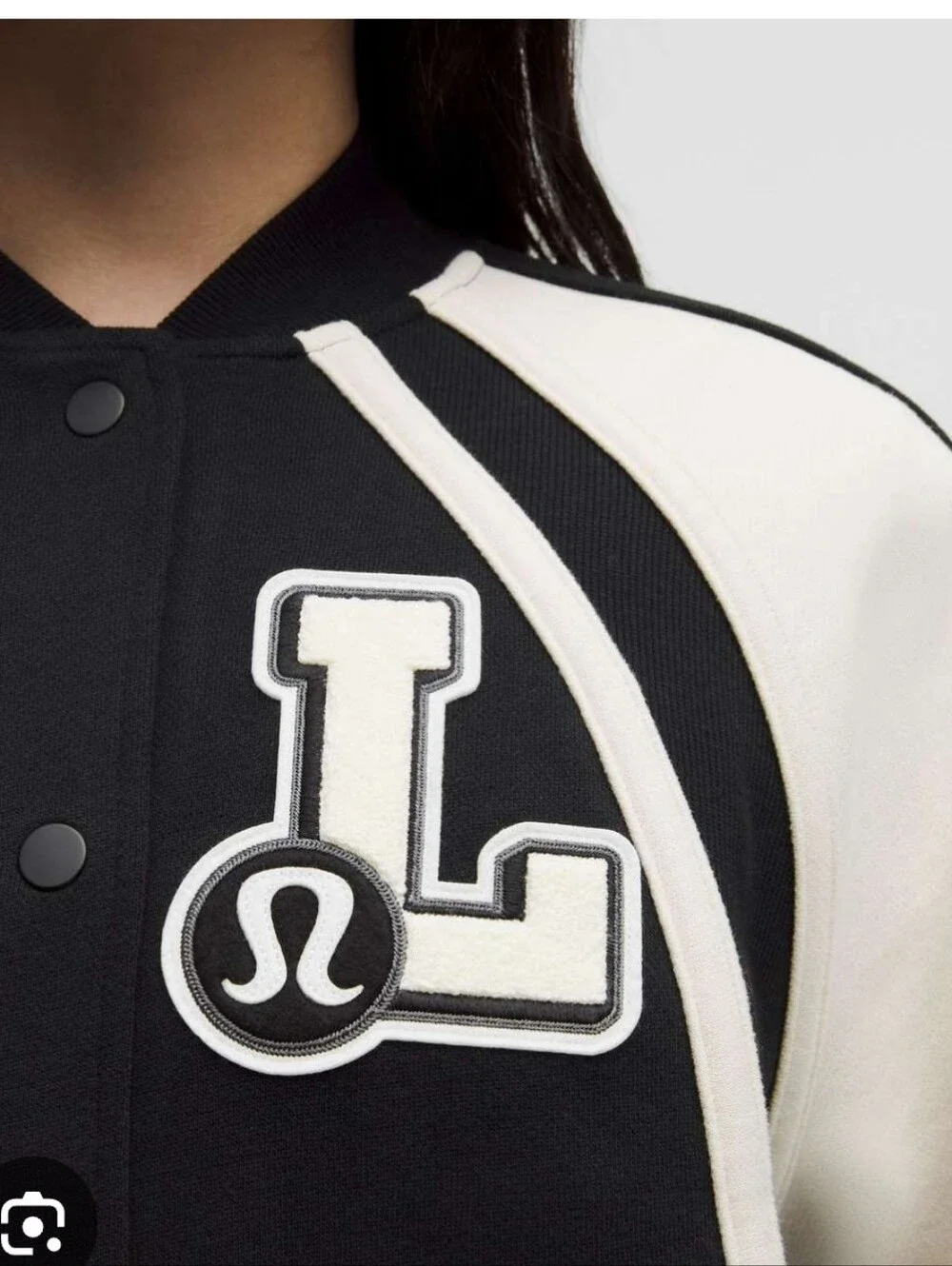 lululemon athletica Oversized Collegiate Black & Cream Varsity Jacket